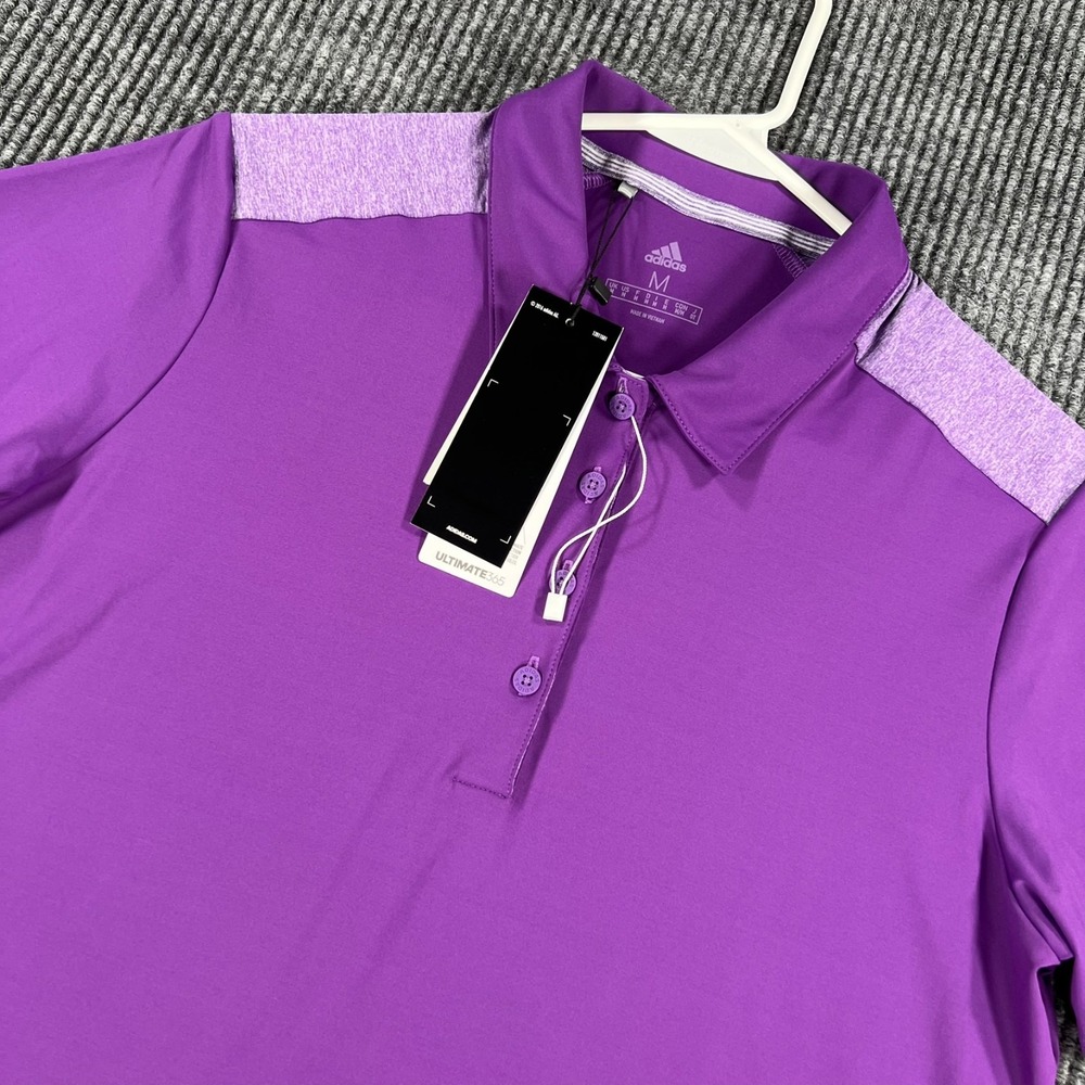 Adidas Polo Shirt Womens Medium Purple Short Sleeve Casual Tennis Golf New